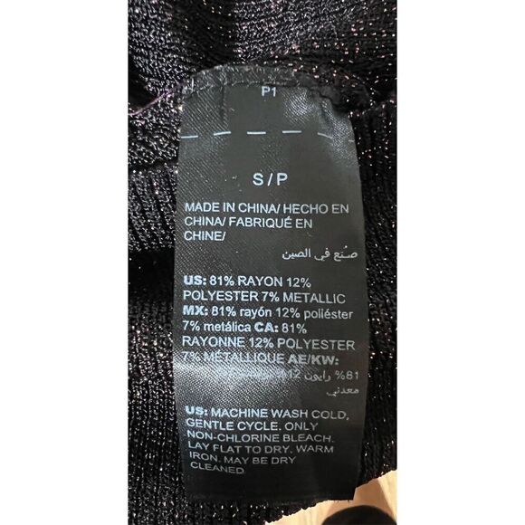 White House Black Market Tight Knit Sparkly Mock Neck Purple/Black Tunic Sweater - Picture 8 of 11